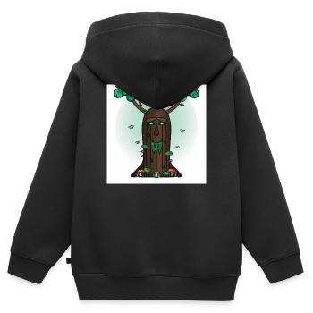 Face de l’Arbre de l’Esprit de la Forêt - Sweat Premium à capuche zippé enfant bio - noir - Dos - AI Model Kid Male (0cm)