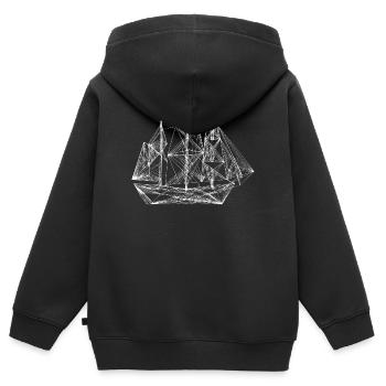 Art géométrique abstrait de la ligne navale - Sweat Premium à capuche zippé enfant bio - noir - Dos - AI Model Kid Male (0cm)