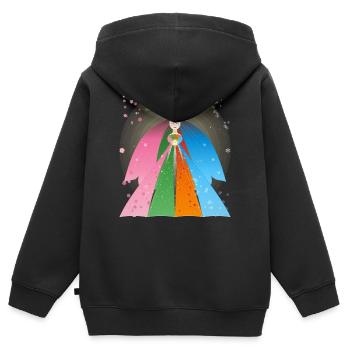Reine arc-en-ciel avec couronne de bois de bois - Sweat Premium à capuche zippé enfant bio - noir - Dos - AI Model Kid Male (0cm)