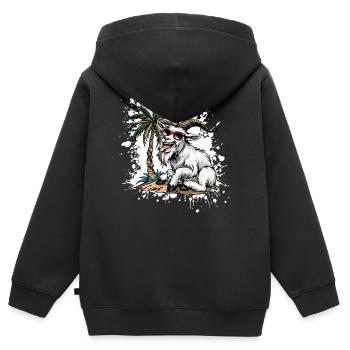 Bergziege Sommer Comic - Kinder Premium Organic Zip Hoodie - Schwarz - Hinten - AI Model Kid Male (0cm)