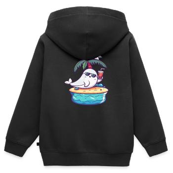 Vacances d’été des baleines - Sweat Premium à capuche zippé enfant bio - noir - Dos - AI Model Kid Male (0cm)