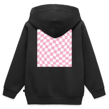 Mosaïque à damier rose déformé - Sweat Premium à capuche zippé enfant bio - noir - Dos - AI Model Kid Male (0cm)