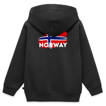 Thème des coups de pinceau du drapeau norvégien - Sweat Premium à capuche zippé enfant bio - noir - Dos - AI Model Kid Male (0cm)