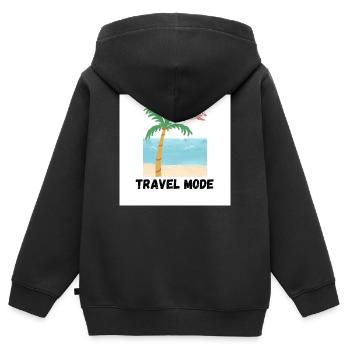 Mode Voyage Conception de plages tropicales - Sweat Premium à capuche zippé enfant bio - noir - Dos - AI Model Kid Male (0cm)