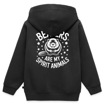 Biber Sprüche Biber Lustiges Biber Geschenk - Kinder Premium Organic Zip Hoodie - Schwarz - Hinten - AI Model Kid Male (0cm)