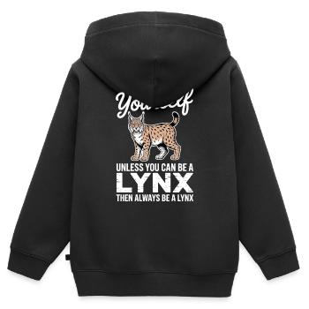 Lynx Dictions Lynx Drôle de cadeau de lynx - Sweat Premium à capuche zippé enfant bio - noir - Dos - AI Model Kid Male (0cm)