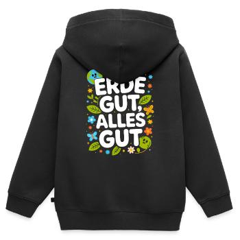Erde Gut Alles Gut Umweltschutz Natur Mutter Erde - Kinder Premium Organic Zip Hoodie - Schwarz - Hinten - AI Model Kid Male (0cm)