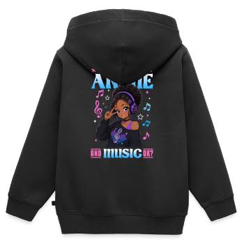 Anime and Music Chibi Black Girl - Kinder Premium Organic Zip Hoodie - Schwarz - Hinten - AI Model Kid Male (0cm)