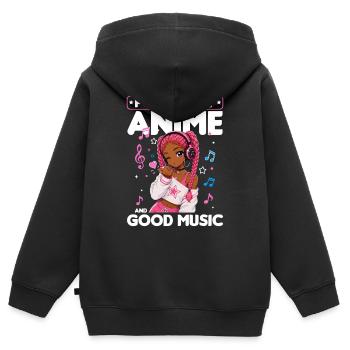Anime and Music Chibi Black Girl - Kinder Premium Organic Zip Hoodie - Schwarz - Hinten - AI Model Kid Male (0cm)