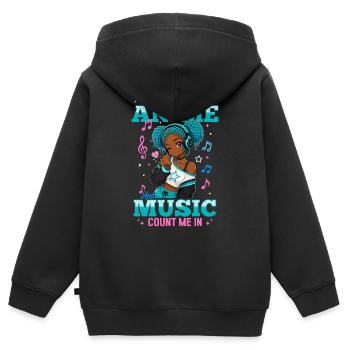 Anime and Music Chibi Black Girl - Kinder Premium Organic Zip Hoodie - Schwarz - Hinten - AI Model Kid Male (0cm)