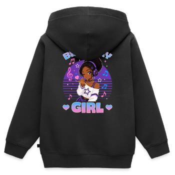 Anime and Music Birthday Chibi Black Girl - Kinder Premium Organic Zip Hoodie - Schwarz - Hinten - AI Model Kid Male (0cm)