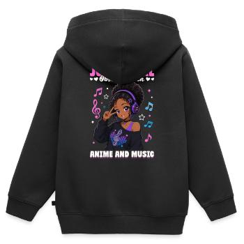 Anime and Music Chibi Black Girl - Kinder Premium Organic Zip Hoodie - Schwarz - Hinten - AI Model Kid Male (0cm)