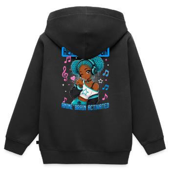 Anime and Music Chibi Black Girl - Kinder Premium Organic Zip Hoodie - Schwarz - Hinten - AI Model Kid Male (0cm)