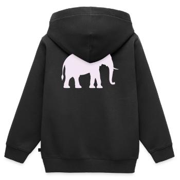 Silhouette d’éléphant rose pastel - Sweat Premium à capuche zippé enfant bio - noir - Dos - AI Model Kid Male (0cm)