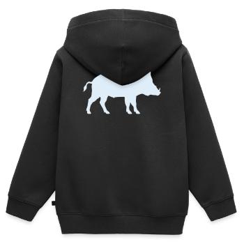Blaues Wildschwein Silhouette - Kinder Premium Organic Zip Hoodie - Schwarz - Hinten - AI Model Kid Male (0cm)