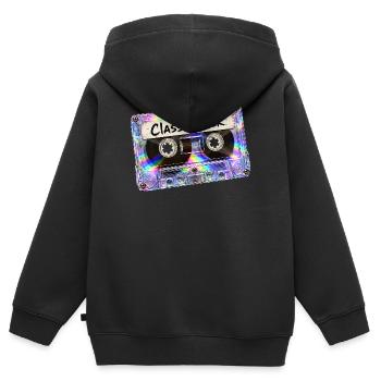 Cassette de musique rétro rock classique - Sweat Premium à capuche zippé enfant bio - noir - Dos - AI Model Kid Male (0cm)