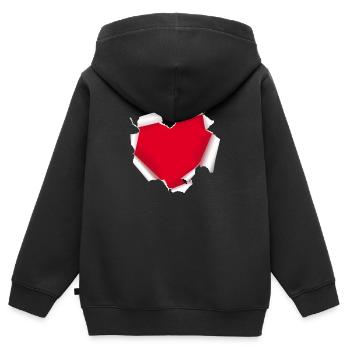 Heart Torn Paper Valentine's Day LoveHeart Give Away - Kids Premium Organic Zip-up Hoodie - black - Back - AI Model Kid Male (0cm)