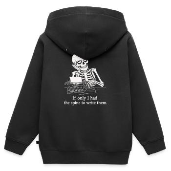 Bloc d’écrivain drôle de bloc d’écrivain squelette Jeu de mots Machine à écrire - Sweat Premium à capuche zippé enfant bio - noir - Dos - AI Model Kid Male (0cm)