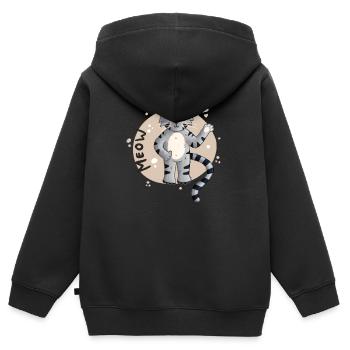 Dessin animé du Chaton Miaou - Sweat Premium à capuche zippé enfant bio - noir - Dos - AI Model Kid Male (0cm)