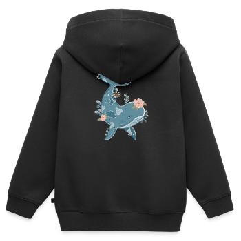 Blauwal im Blütenmeer - Kinder Premium Organic Zip Hoodie - Schwarz - Hinten - AI Model Kid Male (0cm)