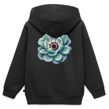 Anemone water drop blossom teal - Kids Premium Organic Zip-up Hoodie - black - Back - AI Model Kid Male (0cm)