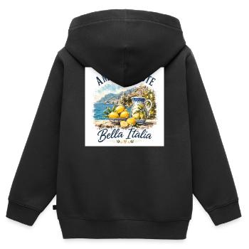 Amalfi - Kinder Premium Organic Zip Hoodie - Schwarz - Hinten - AI Model Kid Male (0cm)