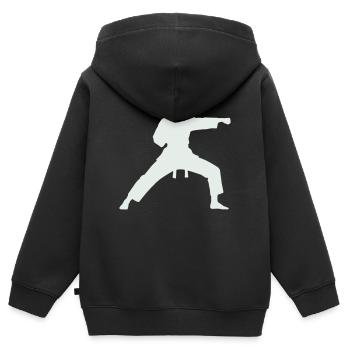 Silhouette d’arts martiaux Karaté Femme - Sweat Premium à capuche zippé enfant bio - noir - Dos - AI Model Kid Male (0cm)