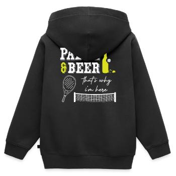 Padel_And_Beer - Sweat Premium à capuche zippé enfant bio - noir - Dos - AI Model Kid Male (0cm)