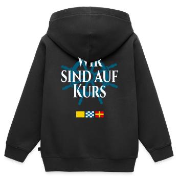 Wir sind auf Kurs – Maritime Signalflaggen - Kinder Premium Organic Zip Hoodie - Schwarz - Hinten - AI Model Kid Male (0cm)