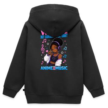 Anime and Music Chibi Black Girl - Kinder Premium Organic Zip Hoodie - Schwarz - Hinten - AI Model Kid Male (0cm)