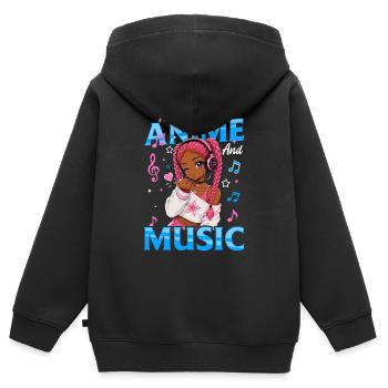 Anime and Music Chibi Black Girl - Kinder Premium Organic Zip Hoodie - Schwarz - Hinten - AI Model Kid Male (0cm)