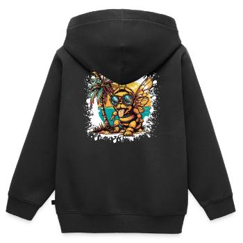 Vacances d’été des abeilles - Sweat Premium à capuche zippé enfant bio - noir - Dos - AI Model Kid Male (0cm)