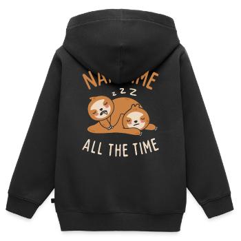 Nap Time, All The Time - Kids Premium Organic Zip-up Hoodie - black - Back - AI Model Kid Male (0cm)