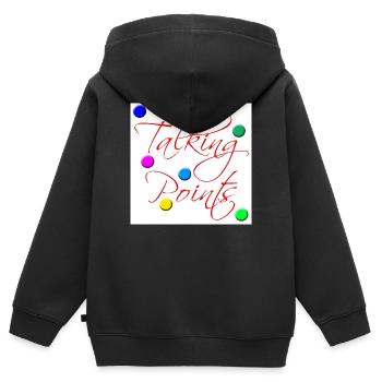 Points de discussion - Sweat Premium à capuche zippé enfant bio - noir - Dos - AI Model Kid Male (0cm)