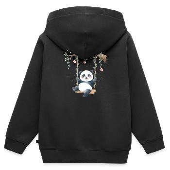 Panda sur la balançoire de branche - Sweat Premium à capuche zippé enfant bio - noir - Dos - AI Model Kid Male (0cm)