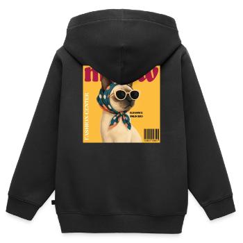 Chat à lunettes de soleil Meow Élégance - Sweat Premium à capuche zippé enfant bio - noir - Dos - AI Model Kid Male (0cm)