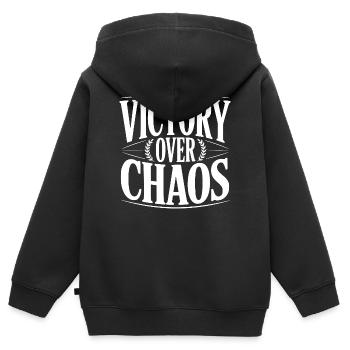 Victoire sur le chaos - Sweat Premium à capuche zippé enfant bio - noir - Dos - AI Model Kid Male (0cm)