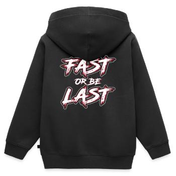 Courses sur piste de terre - Sweat Premium à capuche zippé enfant bio - noir - Dos - AI Model Kid Male (0cm)