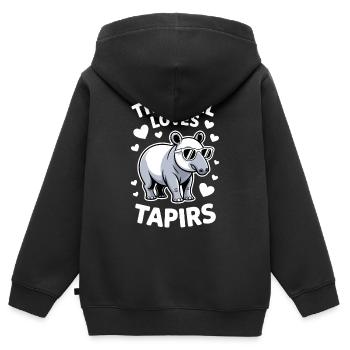 Dictons de tapir Tapir Drôle de cadeau de tapir - Sweat Premium à capuche zippé enfant bio - noir - Dos - AI Model Kid Male (0cm)