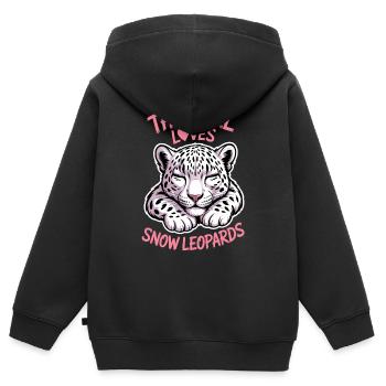 Dictions du léopard des neiges Cadeau mignon du léopard des neiges - Sweat Premium à capuche zippé enfant bio - noir - Dos - AI Model Kid Male (0cm)