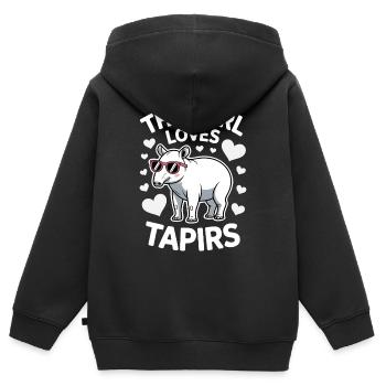 Dictons de tapir Tapir Drôle de cadeau de tapir - Sweat Premium à capuche zippé enfant bio - noir - Dos - AI Model Kid Male (0cm)