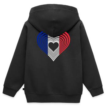 Heart flag French line art.  France. Fran - Kids Premium Organic Zip-up Hoodie - black - Back - AI Model Kid Male (0cm)