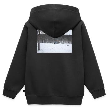 Solitude d’hiver - Sweat Premium à capuche zippé enfant bio - noir - Dos - AI Model Kid Male (0cm)