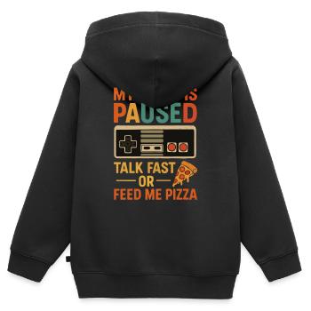 Gaming Gamer My Game Is Paused Pizza - Kinder Premium Organic Zip Hoodie - Schwarz - Hinten - AI Model Kid Male (0cm)