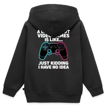 A Day Without Video Games Gaming - Kinder Premium Organic Zip Hoodie - Schwarz - Hinten - AI Model Kid Male (0cm)
