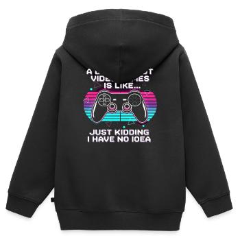 A Day Without Video Games - Kinder Premium Organic Zip Hoodie - Schwarz - Hinten - AI Model Kid Male (0cm)