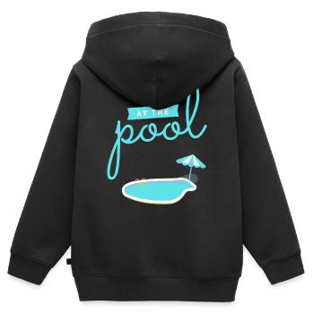 At the Pool – Sommer am Pool - Kinder Premium Organic Zip Hoodie - Schwarz - Hinten - AI Model Kid Male (0cm)