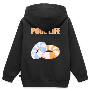 Vie en piscine – Été dans votre piscine préférée - Sweat Premium à capuche zippé enfant bio - noir - Dos - AI Model Kid Male (0cm)