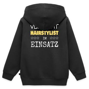 Beruf Hairstylist - Kinder Premium Organic Zip Hoodie - Schwarz - Hinten - AI Model Kid Male (0cm)