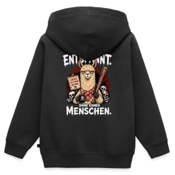 Ich War Entspannt Dann Kamen Menschen Lama - Kinder Premium Organic Zip Hoodie - Schwarz - Hinten - AI Model Kid Male (0cm)